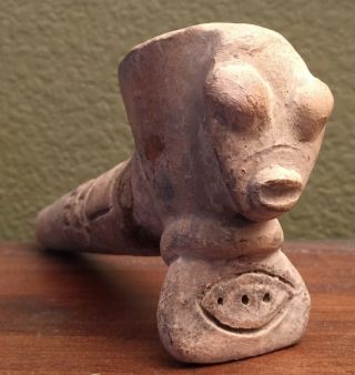 Unique Pre - Columbian Clay " Alien " Pipe,  Lake Cuitzeo,  Mexico