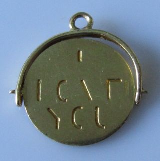 Vintage 9ct Yellow Gold " I Love You " Round Spinner Charm/pendant