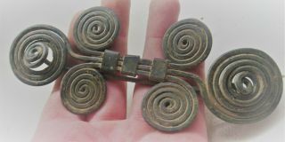 Circa 500bce Ancient Celtic Halstatt Spiral Spectacle Brooch