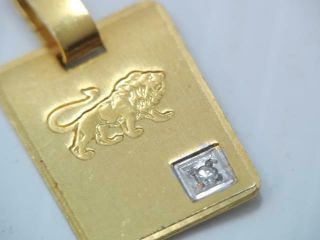 Gorgeous Solid 18k 750 Gold & Diamond Leo Lion Pendant Ornate Look