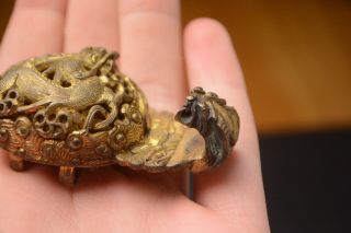 Antique Chinese 19th Century Qing Gilt Bronze Dragon Buckle 2