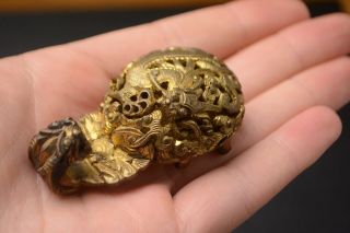Antique Chinese 19th Century Qing Gilt Bronze Dragon Buckle 3