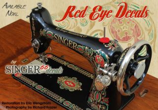- - Singer Red Eye Model 66 Color Correct Sewing Machine Restoration Decals