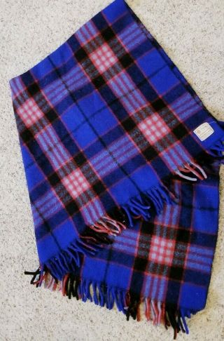 Vintage Horner Wool Blanket Blue Red Plaid 100 Wool 48 " X 50 "