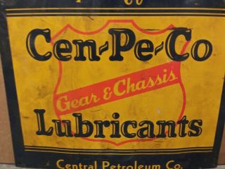 1950s Vintage Cen - Pe - Co Lubricants Metal Sign Gas Oil Central Petroleum Company