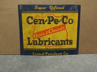 1950s Vintage Cen - Pe - Co Lubricants Metal Sign Gas Oil Central Petroleum Company 2