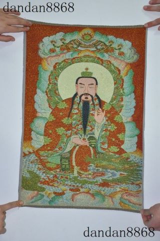 Tibet Buddhism Silk Cloth Thangka Taoism Heavenly Laojun God Exorcism Tangka