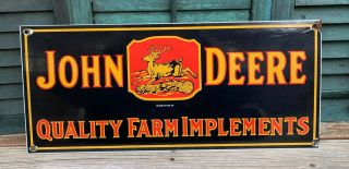 Huge Vintage John Deere Porcelain Farm Implements Tractor Gas Station Barn Sign