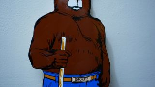 VINTAGE SMOKEY BEAR METAL SIGN GAS OIL SERVICE STATION PUMP PLATE RARE FOREST 3