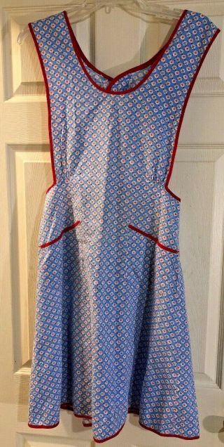Vintage 1950s/1960s Handmade Full Apron With H Back And Button