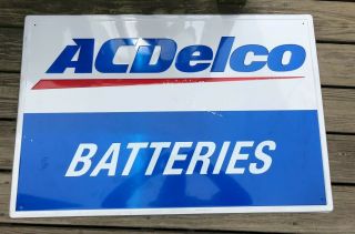 Vintage Ac Delco Batteries Sign 24inch X 36 Inch Metal Embossed