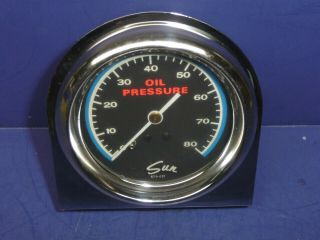 Vintage Sun Oil Pressure Blue Line 2 - 5/8 " Gauge 0 - 80 Psi Ct18