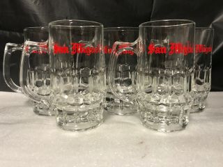 Set Of 5 Vintage San Miguel Beer Glass Mug Cup Steins