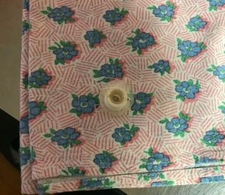 Blue Pink Floral Feedsack Full Feed Sack Vintage Cotton Fabric Faded 33 " X 34 "