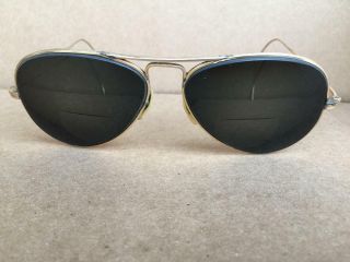 Vintage Ray - Ban Bausch Lomb B&l Aviator Pilot Sunglasses 12k Gold Frame Wwii 50s