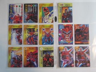 Marvel Overpower Magneto Set Of 2 Hero Cards (op,  Iq),  8 Specials,  Bonus