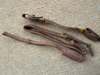 Pre - WW2 Soviet Russian Army Leather Cossack Sword Shashka Knot and Belt Hangers 3