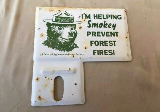 Smokey Bear Vintage 1960’s License Plate Topper Forest Service Fire