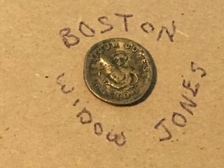 Widow Jones Boston Button,  Rare,  Brass,  Clothing Store.  Advertising