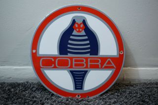 Vintage Ford Shelby Cobra Porcelain Sign Gas Oil Metal Station Pump Plate Ac