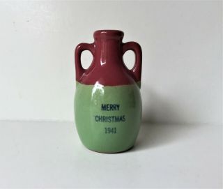 Vintage Uhl Pottery Merry Christmas 1941 Miniature Jug