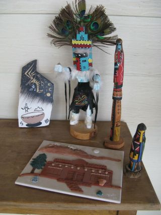 Hand Made Signed Native American Indian Kachina (s) Painted Southwestern Art 1