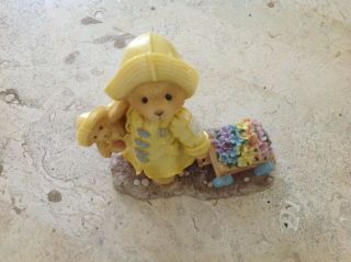 Cherished Teddies Bear Figurine Joyce Plant A Rainbow And Watch It Grow Raincoat