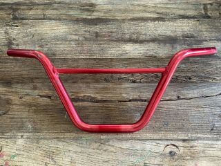 Fluted Anodized Red Bmx Handlebars 24x8 " Old School Vintage 1980 