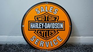 Vintage Harley Davidson Porcelain Sign Gas Oil Metal Station Pump Motorcycle Ad