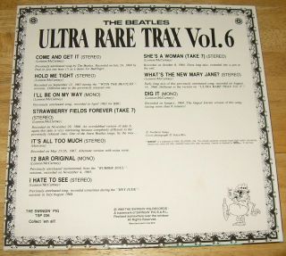 The BEATLES Ultra Rare Trax volume 6 LP yellow colored vinyl scarce Swingin ' Pig 2