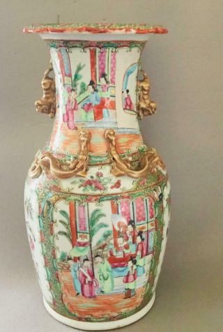 Antique Chinese Scenic Famille Rose Medallion Porcelain Vase Elaborate Nr