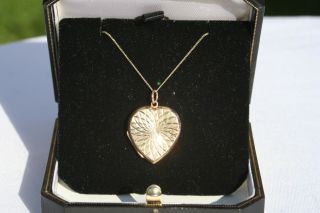 Vintage 9ct Gold Front And Back Heart Shape Locket With Fine 9ct Gold Chain