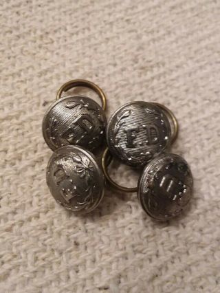 Antique Pre - 1911 Set Of 4 Fd Fire Department Buttons Chas.  Rubens Co Chicago
