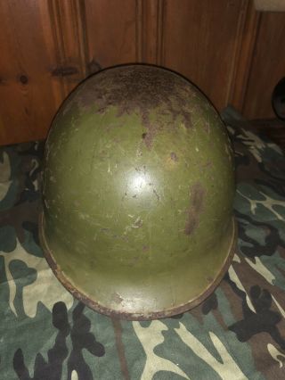 Us M1 Steel Helmet Rear Seam With Liner Ww2 Korea Vietnam War Us Army Usmc