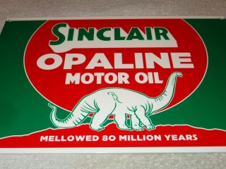 Vintage Sinclair Opaline Motor Oil W/ Dino The Dinosaur 12 " Metal Gasoline Sign