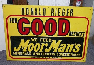 Vintage 1951 Farm Moormans Good Results Dealer Sign