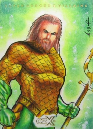 Cryptozoic Dc Czx Heroes And Villains 1/1 Sketch Aquaman By Arteaga