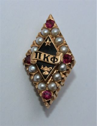 Pi Kappa Phi Ruby Pearl 10k Gold Fraternity Sorority Pin Badge
