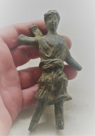 Scarce Ancient Roman Bronze Statuette Of Diana Circa 200 - 300ad European Finds