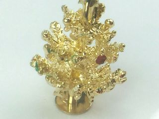 Lovely 14k Yellow Gold Revolvable Enamels Christmas Tree Dimensional Charm 4.  6g