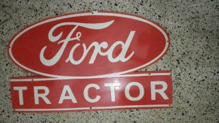 Porcelain Ford Tractor Service Enamel Sign 21 X 35 Inches