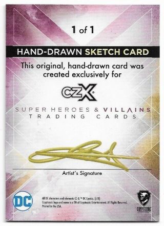 2019 CRYPTOZOIC CZX HEROES & VILLAINS SUPERMAN SKETCH CARD ONE OF /1 1/1 2