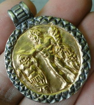 Antique Ancient Roman Legionary Senatorial Gold Silver Pendant Amulet Hercules