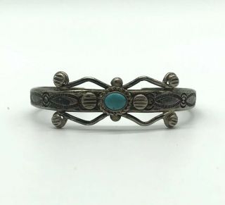 Vtg Signed Uxx Turquoise Sterling Silver Cuff Bracelet Stamped Native American