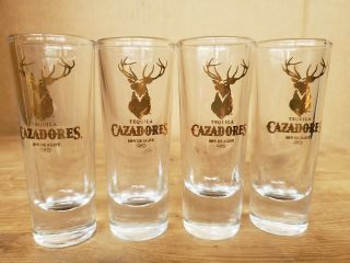 Set Of 4 Cazadores Tequila Tall Double Shot Glasses 2 Fl Oz