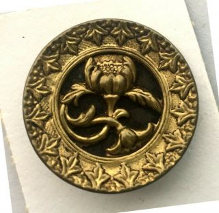 Antique Metal Picture Button,  Cornflower With Ornate Border
