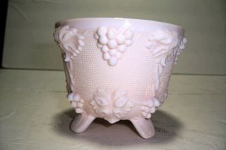 Vintage Jeannette Glass Shell Pink Milk Glass Footed Candy Dish