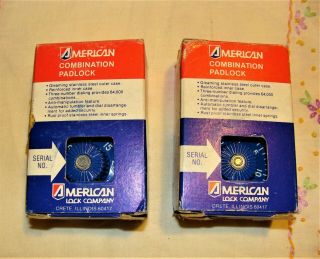 2 American Stainless Steel Case Combination Padlocks In Boxes Nos