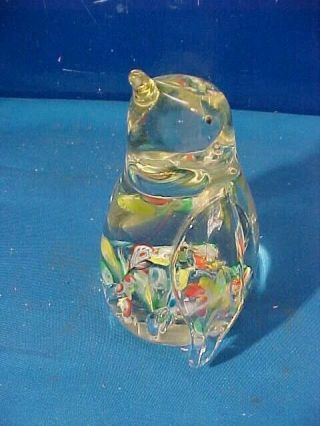 Vintage Art Glass Millefiori Hand Crafted Penguin Paperweight