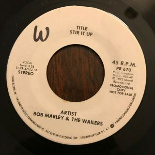 Bob Marley - Stir It Up 7 " 45 - White Label Promo - Mega Rare - Not Online?